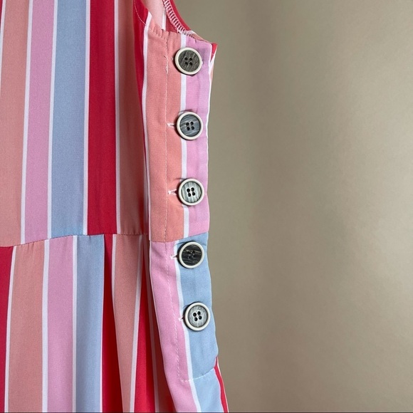 My Michelle Large Girls Pastel Striped 50’s Retro Romper Overalls Wide Leg - Picture 5 of 9